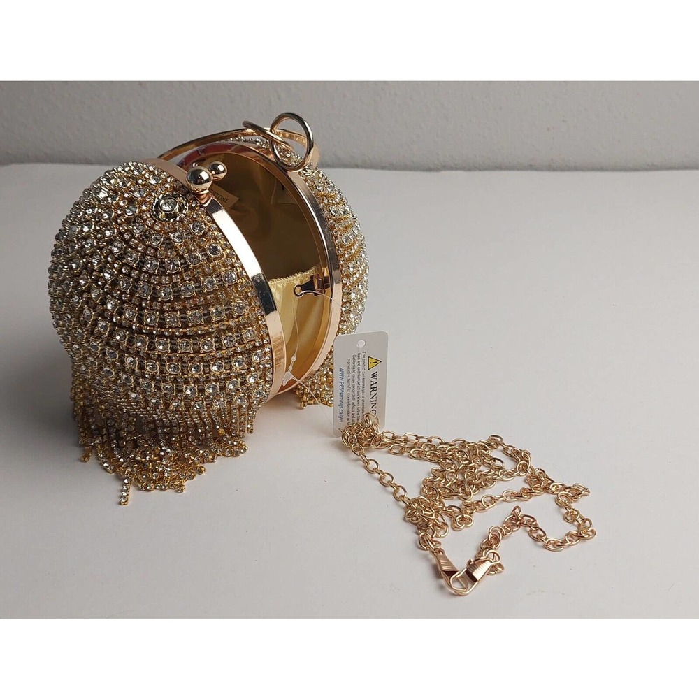 GripIt Women's Evening Round Ball Tassels Bag Diamond Clutch Purse Glitter Party